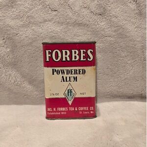 Vintage Forbes Powdered Alum Tin 2 1/2 Oz Jas H Forbes Tea Coffee Co St Louis MO